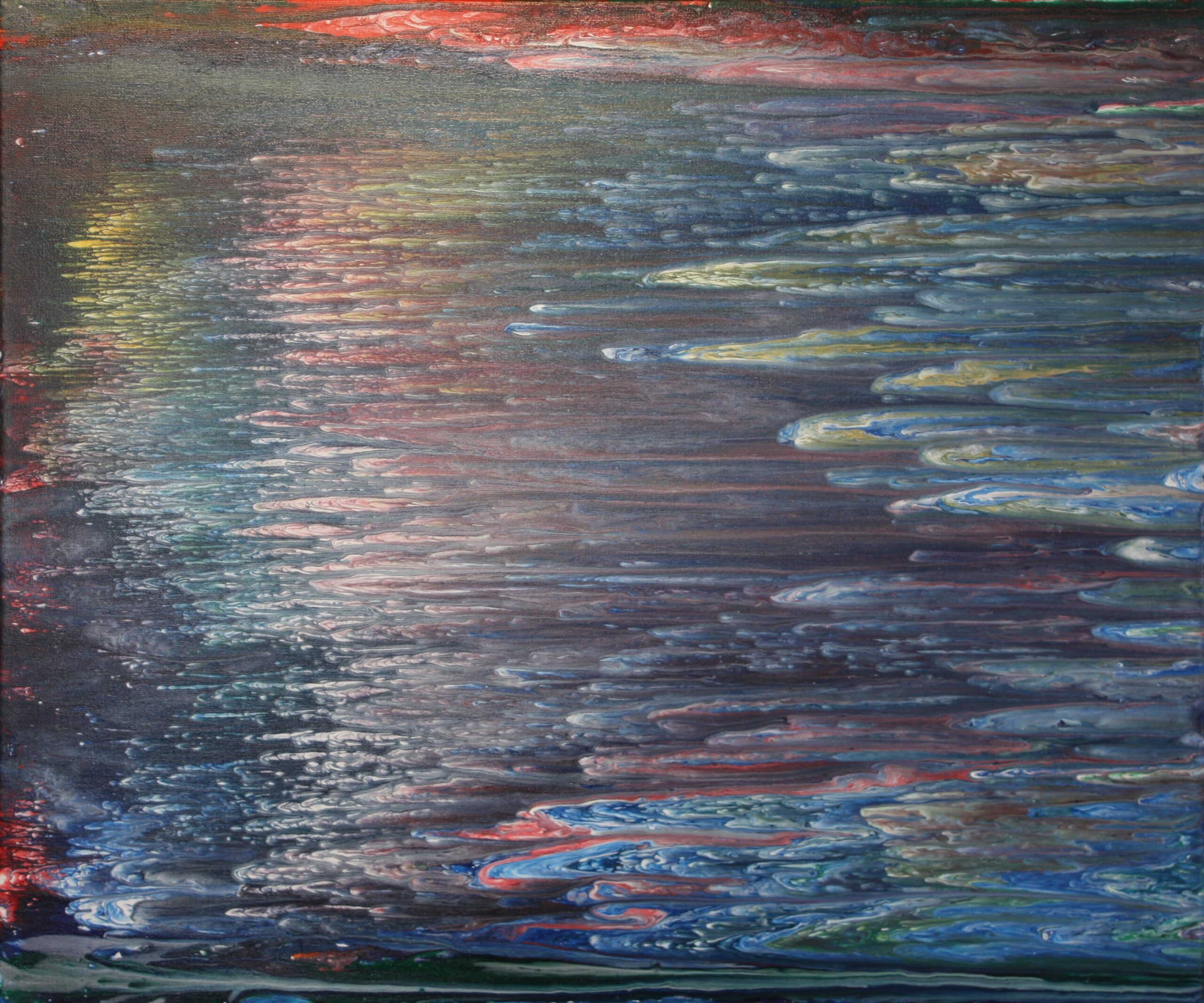 Seas in the Sunset - an original acrylic pour painting