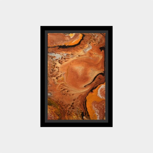 Copper highlights acrylic pour on canvas