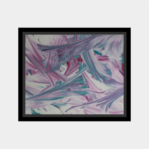 abstract string pull pink pour acrylic painting